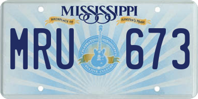MS license plate MRU673