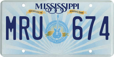 MS license plate MRU674
