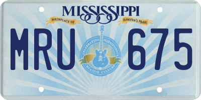 MS license plate MRU675