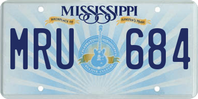 MS license plate MRU684