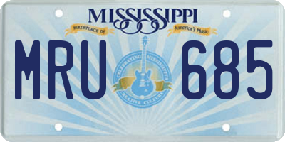 MS license plate MRU685