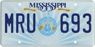 MS license plate MRU693
