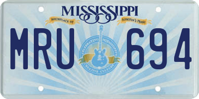 MS license plate MRU694