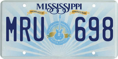 MS license plate MRU698