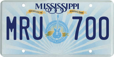 MS license plate MRU700