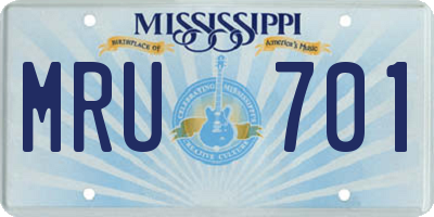 MS license plate MRU701
