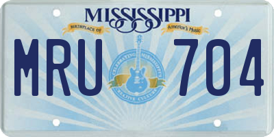 MS license plate MRU704