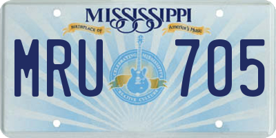 MS license plate MRU705