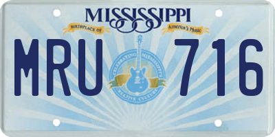 MS license plate MRU716