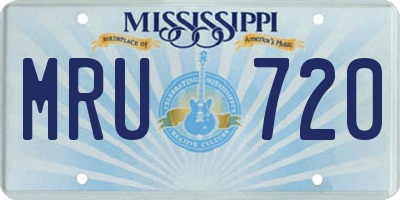 MS license plate MRU720