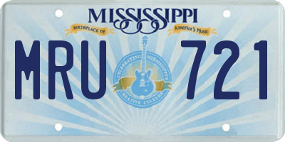 MS license plate MRU721