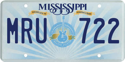 MS license plate MRU722