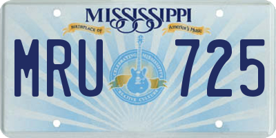 MS license plate MRU725
