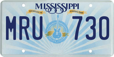 MS license plate MRU730