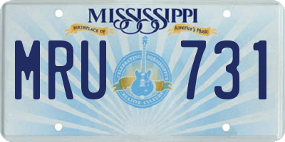 MS license plate MRU731