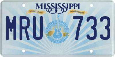 MS license plate MRU733