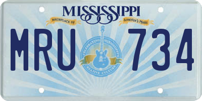 MS license plate MRU734