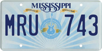 MS license plate MRU743