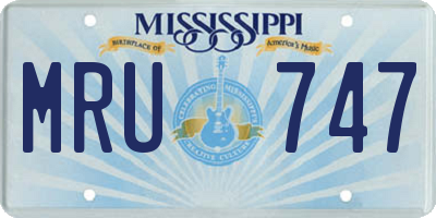 MS license plate MRU747