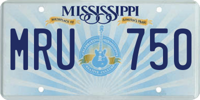 MS license plate MRU750