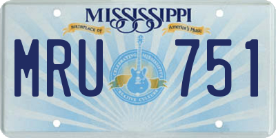 MS license plate MRU751