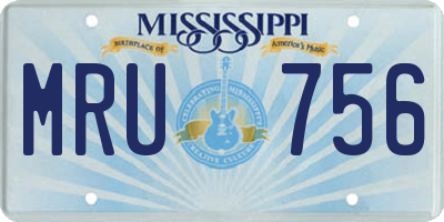 MS license plate MRU756