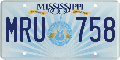 MS license plate MRU758