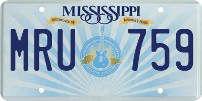 MS license plate MRU759