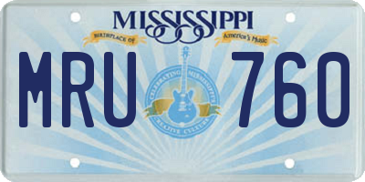MS license plate MRU760