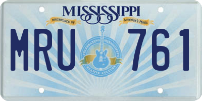 MS license plate MRU761