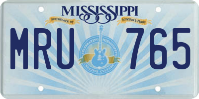MS license plate MRU765