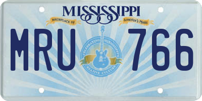 MS license plate MRU766