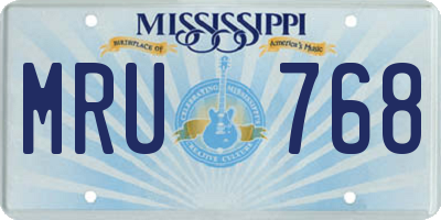 MS license plate MRU768