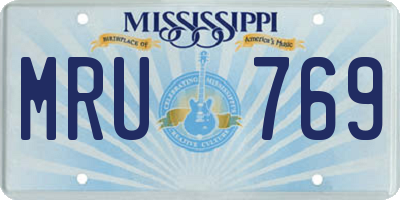 MS license plate MRU769