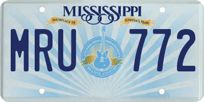 MS license plate MRU772