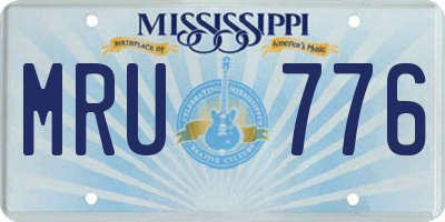 MS license plate MRU776