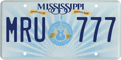 MS license plate MRU777