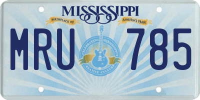 MS license plate MRU785