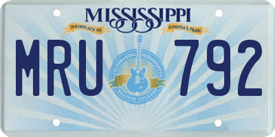 MS license plate MRU792