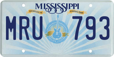 MS license plate MRU793
