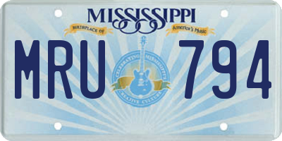 MS license plate MRU794