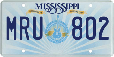 MS license plate MRU802