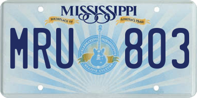 MS license plate MRU803