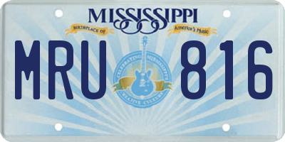MS license plate MRU816