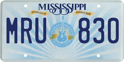 MS license plate MRU830