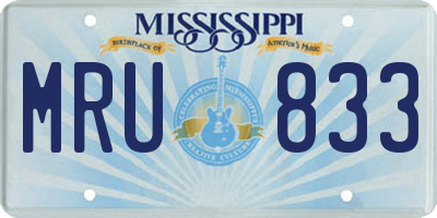 MS license plate MRU833