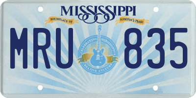 MS license plate MRU835