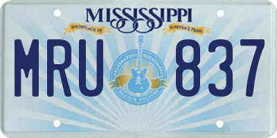 MS license plate MRU837