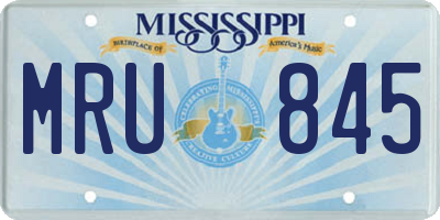 MS license plate MRU845