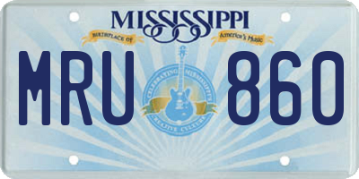 MS license plate MRU860